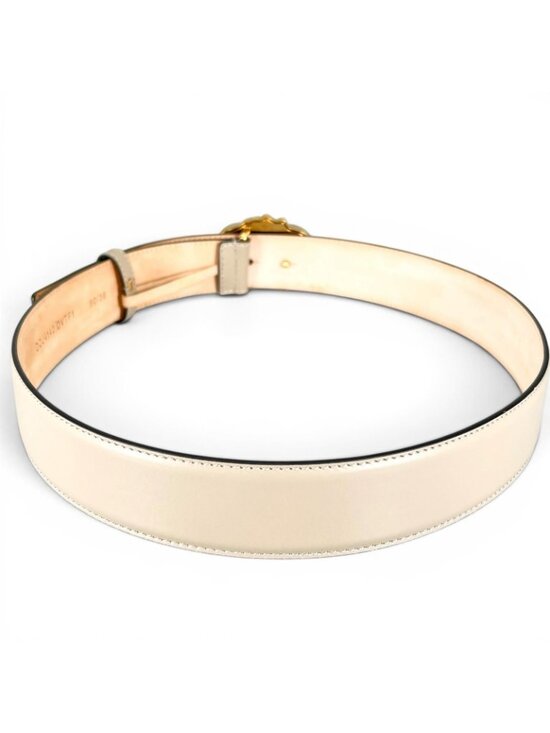 Versace Medusa Buckle Leather Belt Ivory Gold main image 5